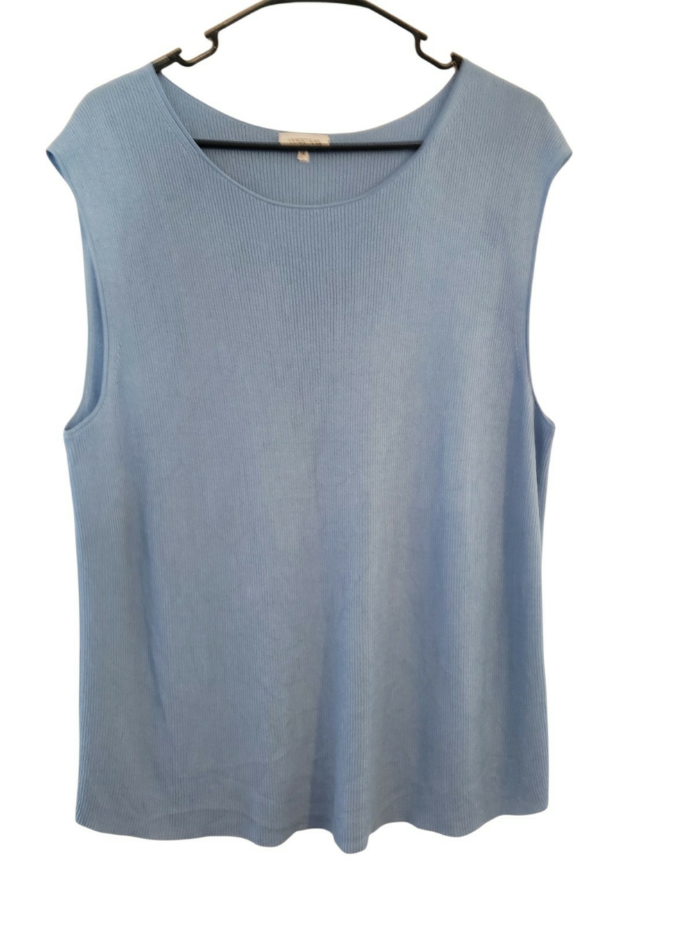 Lafayette 148 New York Light Blue Ribbed Sleeveless Tank